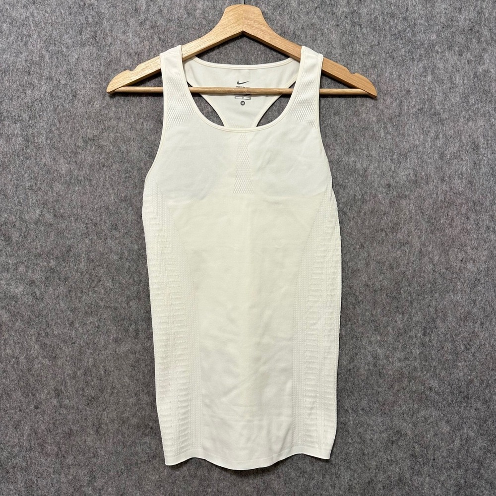 Nike Womens Dri-FIT Knit‎ Racerback Running Tank Top White Size Medium 1698